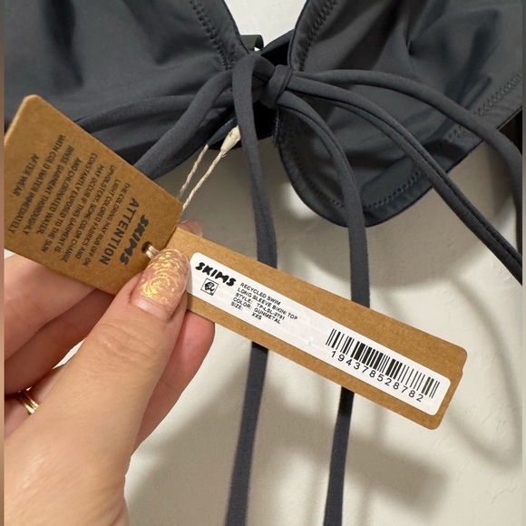 NEW Skims long sleeved bikini top with tie front grey gunmetal size XXS - Picture 3 of 4